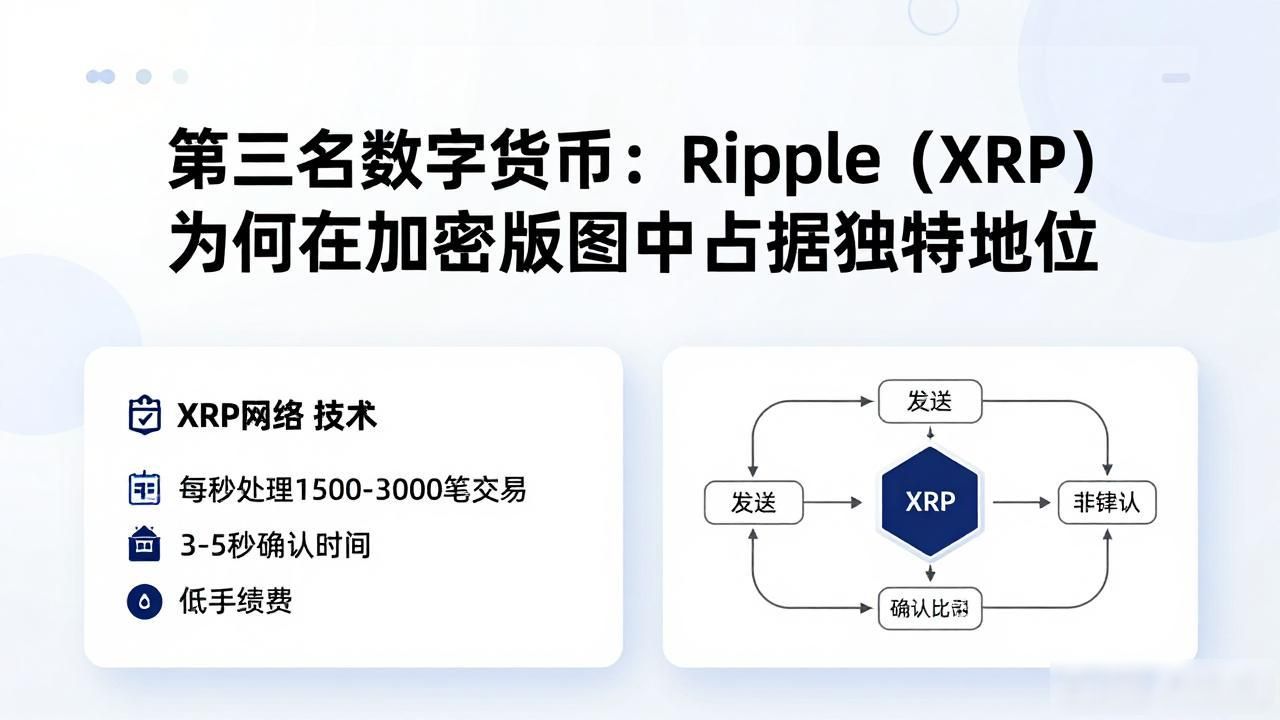 第三名数字货币:Ripple (XRP) 为何在加密版图中占据独特地位